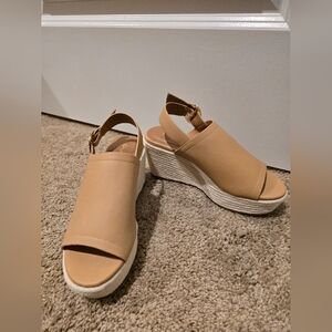 Qupid Beige Wedge Sandals
